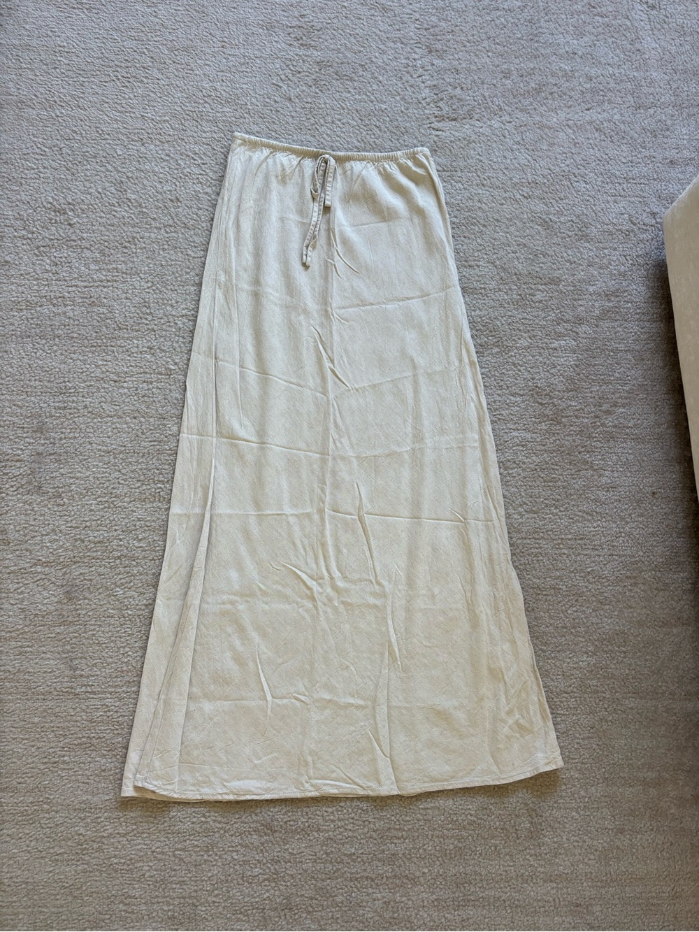 Light Cream Drawstring Maxi Skirt for Women